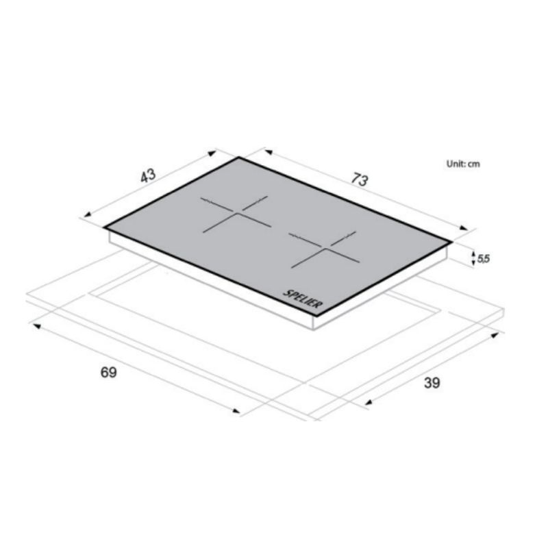 Kích thước bếp từ đôi Spelier SPM 728I Plus lắp âm Kích thước bếp từ đôi Spelier SPM 728I Plus lắp âm
