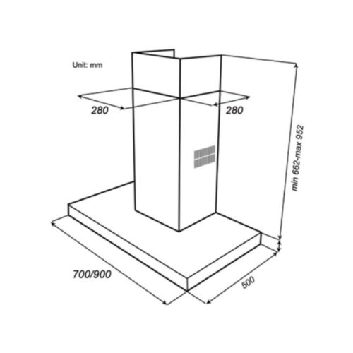 Kích thước Máy hút mùi Spelier SP 110DC/90