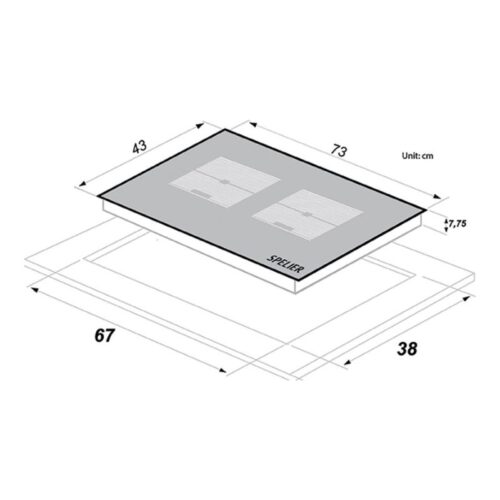 Bếp từ đôi Spelier SPE IC 1188 B lắp âm 3 Kích thước bếp từ đôi Spelier SPE IC 1188 B lắp âm