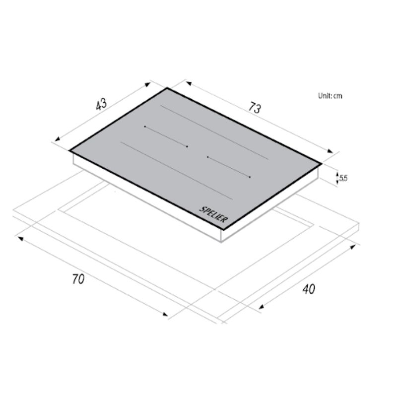 Kích thước bếp từ đôi Spelier SPM 988I PLUS lắp âm Kích thước bếp từ đôi Spelier SPM 988I PLUS lắp âm