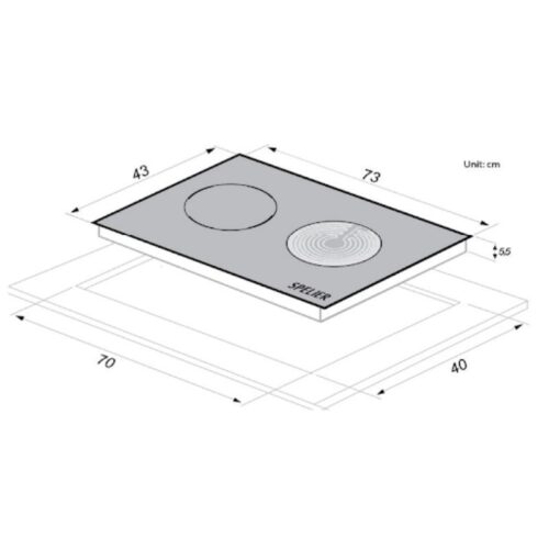 Kích thước bếp từ kết hợp hồng ngoại Spelier SPM 928H/928H Plus lắp âm