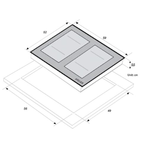 Kích thước bếp từ Spelier 4 vùng nấu SPF 948I lắp âm